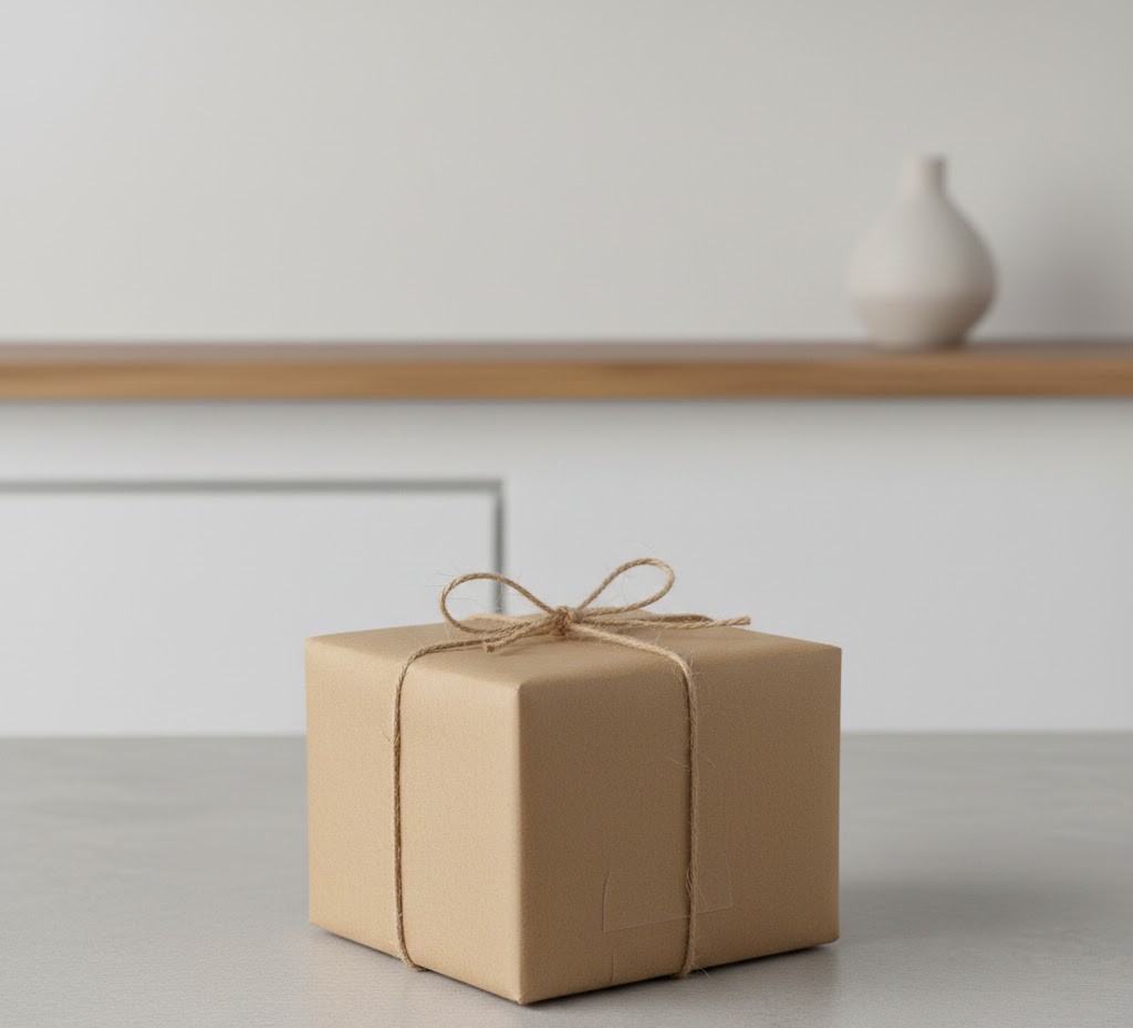 Minimalist gift with natural twine