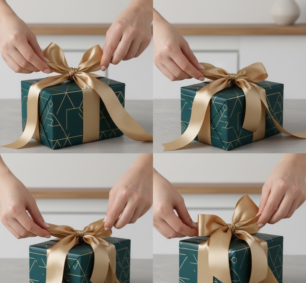 Elegant bow tying technique demonstration